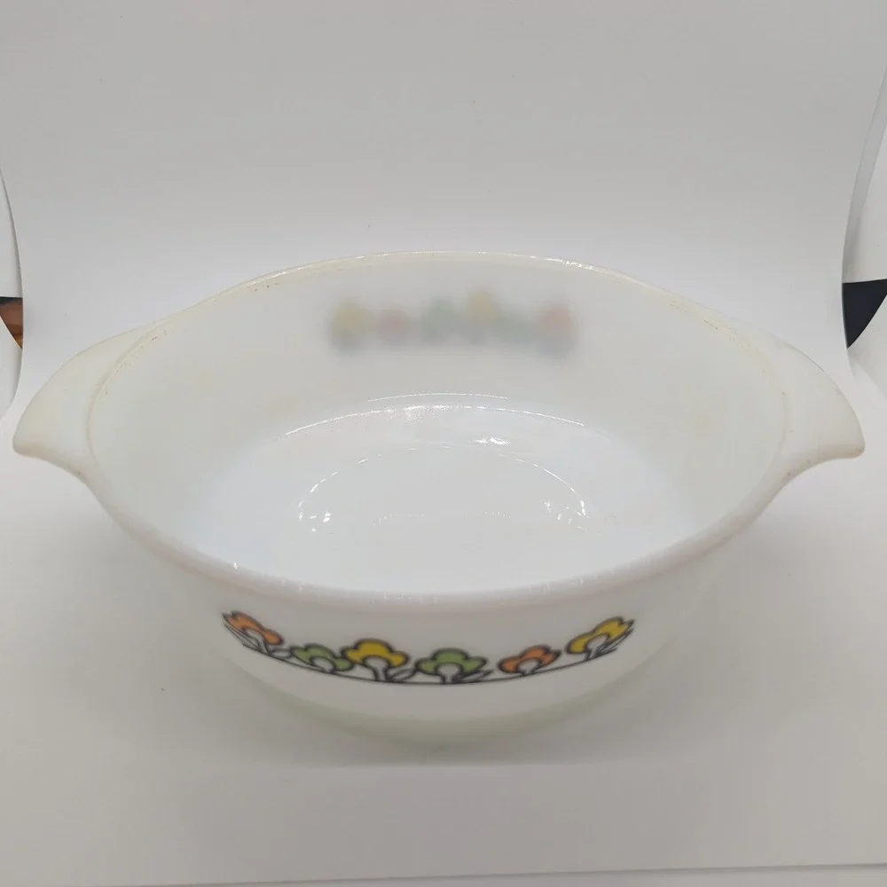 Vintage Fire-King Summerfield Milk Glass Casserole Dish 1.5 Q Anchor Hocking 437
